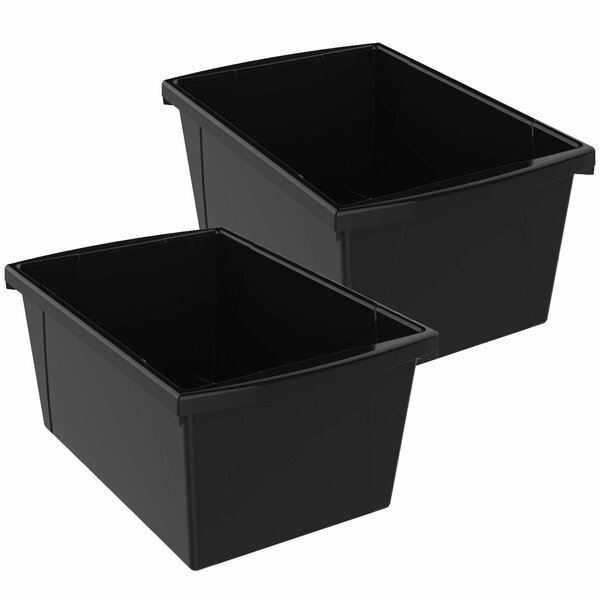 Storex Classroom Storage Bin, 5.5 Gallon, Black, 2PK 61429U06C